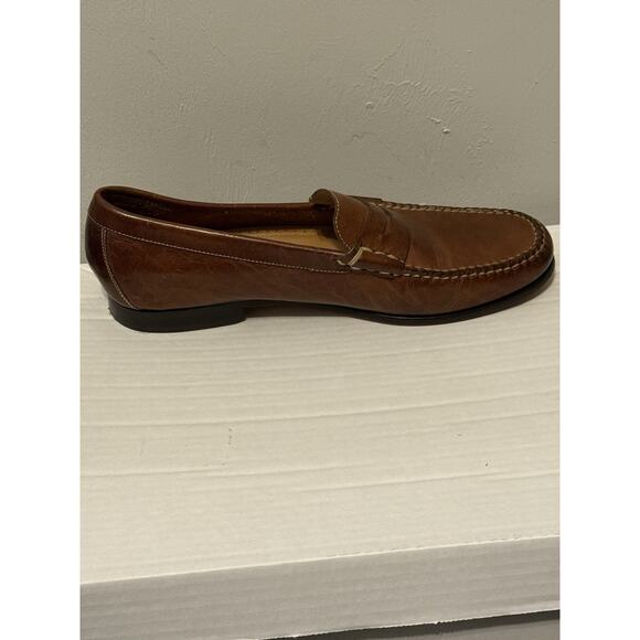 Martin Dingman Brown Leather Penny Loafers Men’s 11.5 Made in Brazil Dress Shoes - Picture 5 of 11